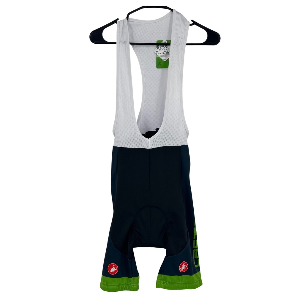 Castrelli Women's Cycling Bib Shorts Black Lime Green Padded Size Large NEW